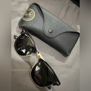 Ray-Ban Clubmaster Sunglasses Black and Gold Accents